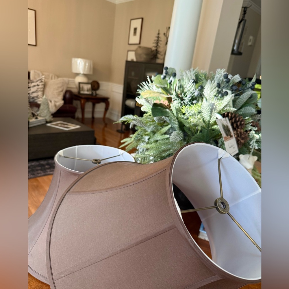 RH Restoration Hardware Mocha Brown Silk Lampshades 🌿
